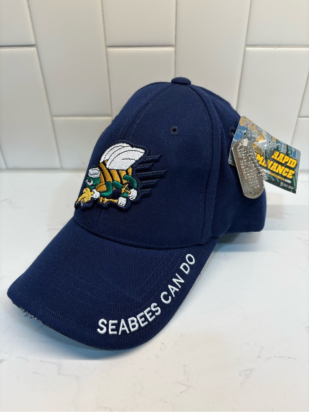 US Navy Seabees Hat Cap Embroidered Seabees Can Do Navy Blue Adjustable New